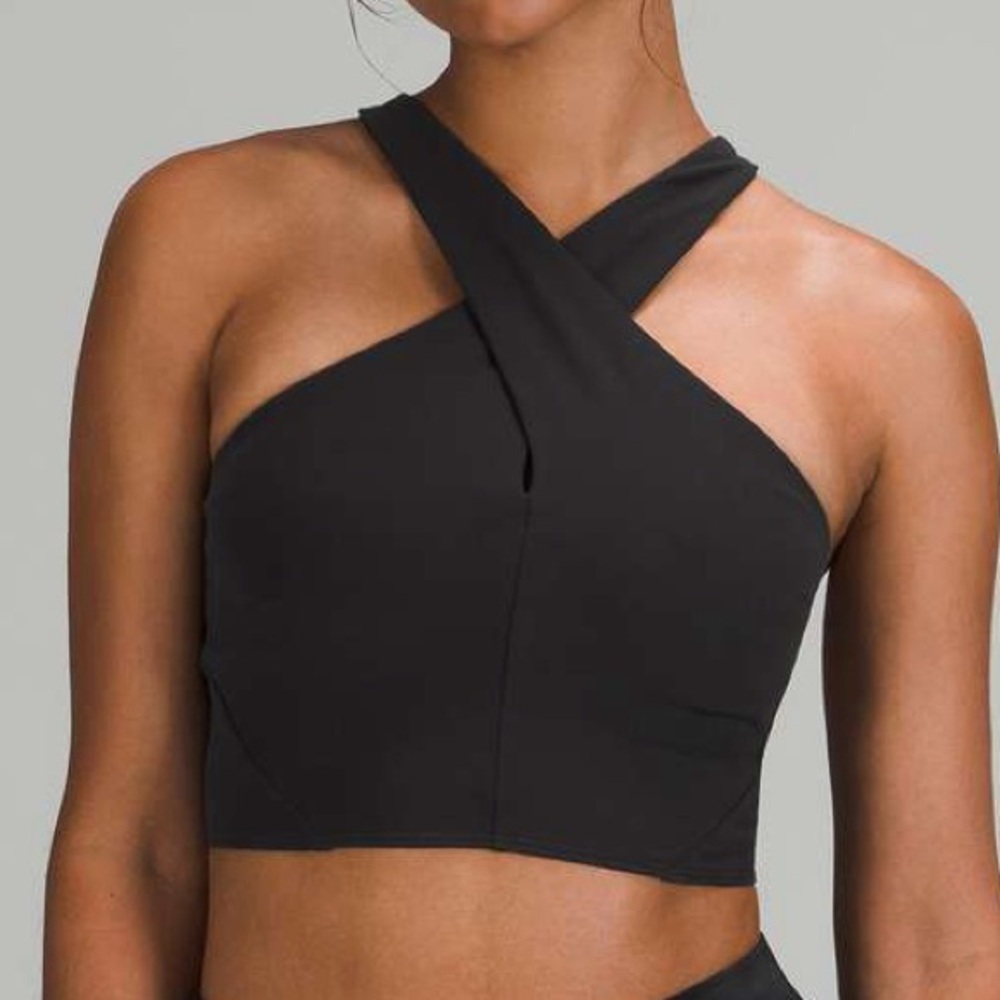 Lululemon Nulu Wrap-Front Longline Bra *Light Support, A/B Cup sz 8 black NWOT